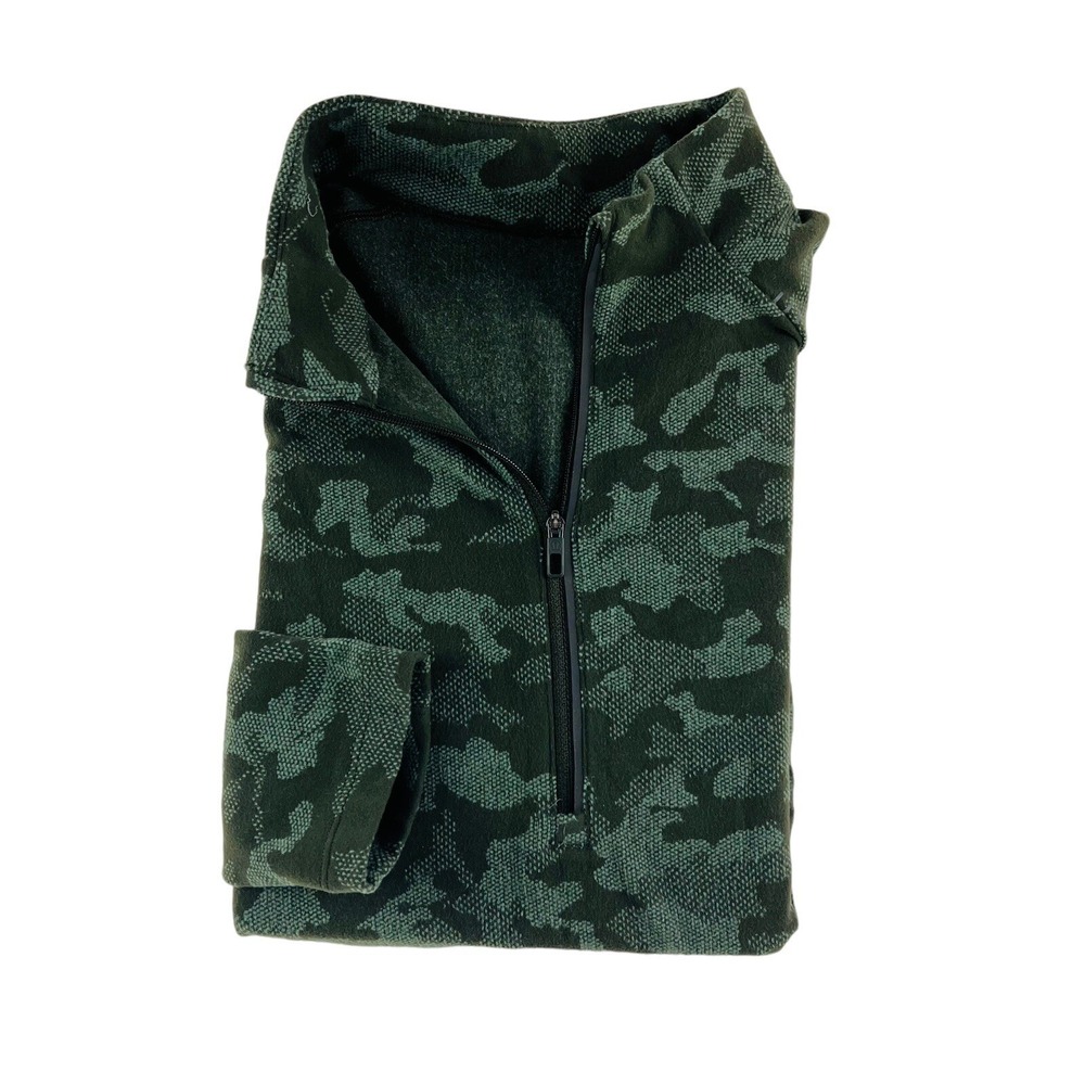 Lululemon Green Camo Surge 1/2 Zip Fleece Lined Pullover Sweater‎ Size Medium